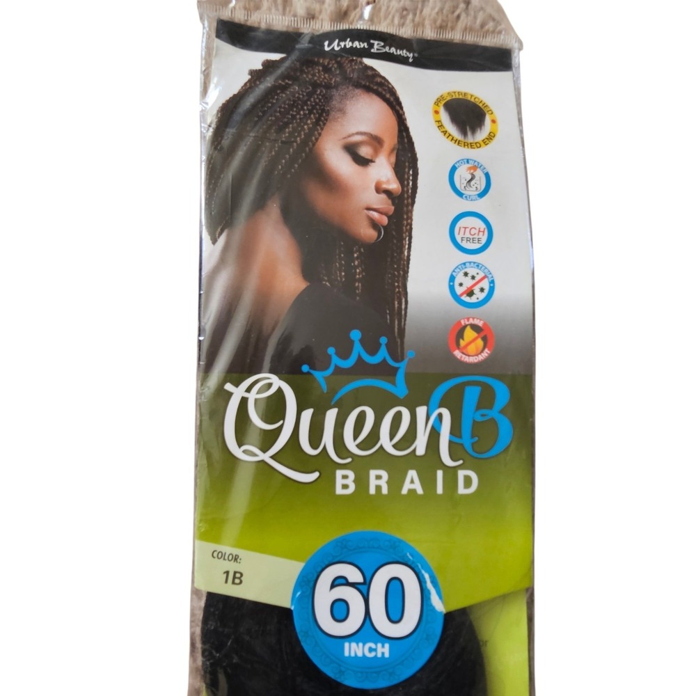 NEW Queen B 60" Antibacterial Braid K-Lon Hair Extension‎ Color #1B